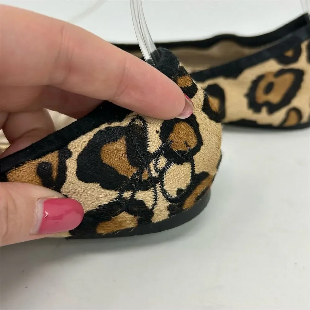 Sam Edelman Women's Leopard Print Leather Ballet Flats Size 6.5 Chic Casual